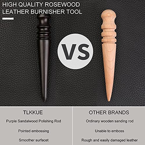 TLKKUE Leather Working Edge Finishing Tool and Supplies with Professional Toolbox Including Leather Cutting Knife and Edge Beveler, Wooden Edge - WoodArtSupply