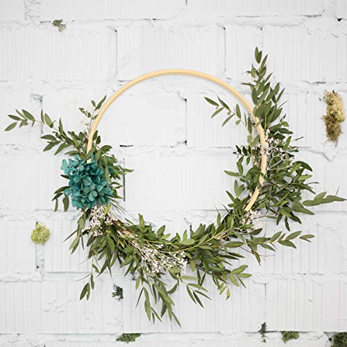 Worown 6 Pack 12 Inch Wooden Bamboo Floral Hoops Wreath Rings for DIY Wedding Wreath Decor, Dream Catcher and Macrame Wall Hanging Crafts