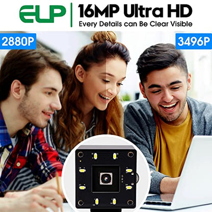 ELP 16mp Day Night USB Camera Auto Focus Webcam for Computer Mini UVC USB2.0 PC Camera IMX298 USB Security Camera 4K Lightburn Camera Industrial CCTV - WoodArtSupply