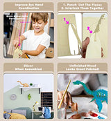 Puzzled 3D Puzzle Plesiosaurus Dinosaur Wood Craft Construction Model Kit Fun, Educational DIY Wooden Dino Toy Assemble Model Unfinished Craft Hobby Puzzled