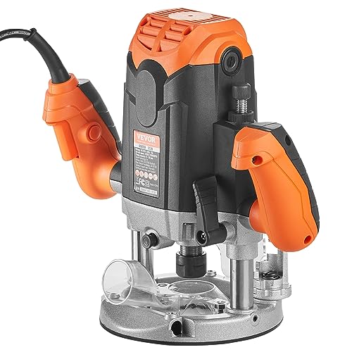 VEVOR Plunge Router, 3-1/4 HP, 120V, 12000-23000 RPM Variable Speed, Electronic Plunge Base Router, Plunge Woodworking Router Kit with Carry Case, VEVOR