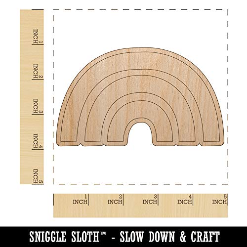 Rainbow Fun Doodle Unfinished Wood Shape Piece Cutout for DIY Craft Projects - 1/8 Inch Thick - 4.70 Inch Size