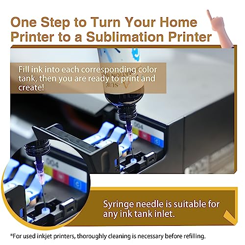 A-SUB Sublimation Starter Kit with Sublimation Paper and Sublimation Ink, 120g Sublimation Paper 8.5X11 Inch and 480ML CMYK Sublimation Ink Bundle A-SUB