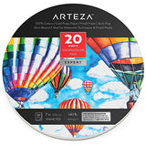 Arteza Watercolor Paper, 7-Inch Diameter, 20 Round Sheets, 140-lb Drawing Pad for Painting and Sketching, Art Supplies for Mixed Media and Watercolor ARTEZA