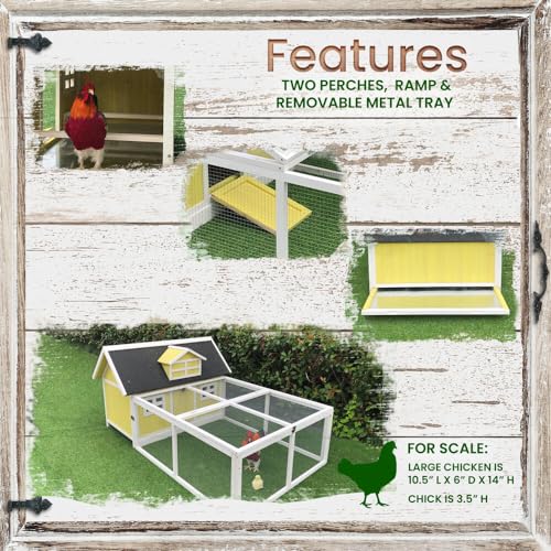 Hanover Outdoor Wooden Chicken Coop with Ramp, Large Wire Mesh Chicken Run, Waterproof Roof, Easy to Clean Removable Tray, Weather Resistant and - WoodArtSupply