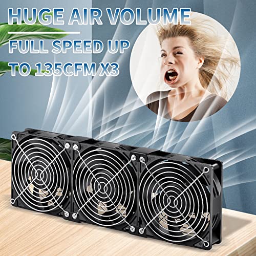 Wathai 120mm x 38mm 360mm Computer Fan with AC Plug, Powerful Exhaust Fan with Variable Speed Controller AC 110V 120V 240V for Windows Greenhouses Wathai