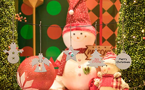 50 Pcs Unfinished Paintable Blank Wooden Christmas Festival Decoration Ornaments, Xmas Tree Hanging Wood Slices for Kids DIY Art Crafts, 5 Tmflexe
