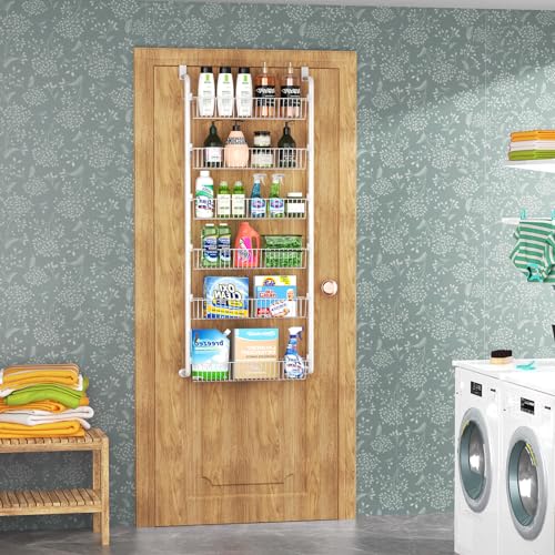 Goovilla Over The Door Pantry Organizer, 6-Tier Pantry Organization and Storage, Metal Hanging Spice Rack for Pantry Door, Kitchen, Laundry, Bathroom Goovilla