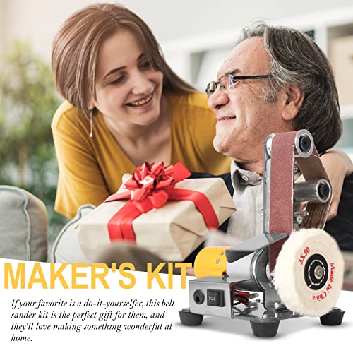 NuoDunco Mini Belt Sander - Electric Bench Grinder Sanding Machine, 7 Adjustable Table Top Grinder Polisher for DIY Woodworking, Metal Grinding, NuoDunco