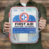 Be Smart Get Prepared First Aid Kit Hard Red Case 326 Pieces Exceeds OSHA and ANSI Guidelines 100 People - Office, Home, Car, School, Emergency, Be Smart Get Prepared