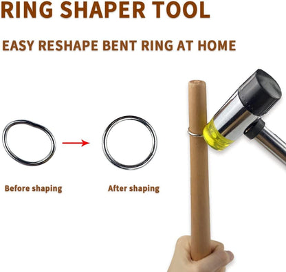 Jewelers Rubber Hammer Mallet with Wood Ring Mandrel Sizer Sizing Adjuster Ring Shaper Repair Tools Jewelry Making Kit - WoodArtSupply