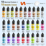 Alcohol Ink Set - 28 Bottles Vivid Colors High Concentration Metallic Alcohol Paint Resin Dye, Safe Fast Drying Effect, Alcohol Ink for Epoxy Resin, Roizefar