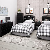Prepac Astrid 6 Drawer Double Dresser For Bedroom, 16" D x 47.25" W x 28.25" H, Black Prepac