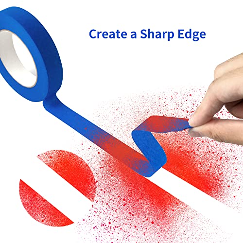 TCAIRG Blue Painters Tape 1 inch Wide Residue Free Wall Painting Blue Masking Tape with Sharp Lines 1 inch x 60 Yards x 6 Rolls (360 Total Yards) TCAIRG