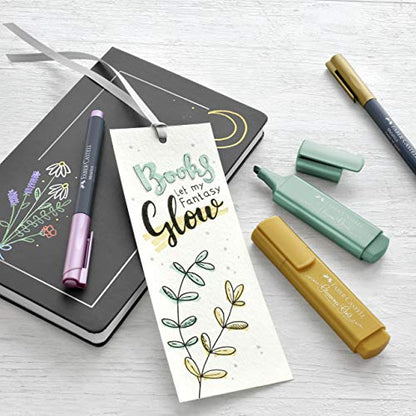 Faber-Castell Metallic Highlighter Set - Assortment of 8 Subtle Glitter Highlighter Markers - Note Taking and Journaling Supplies