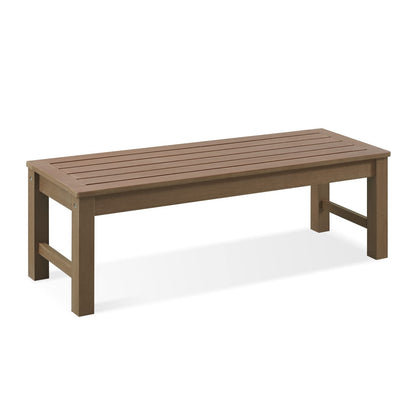 Psilvam Two-Person Weatherproof Backless Garden Bench in Brown - WoodArtSupply