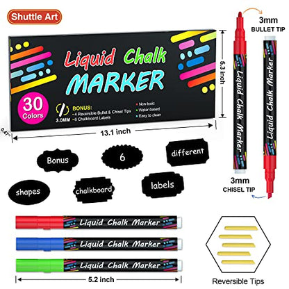 Chalk Markers, 15 Vibrant Colors Liquid Chalk Markers Pens for Chalkboards,  Windows, Glass, Cars, Water-Based, Erasable, Reversible 3Mm Fine Tip for  Office Home Supplies