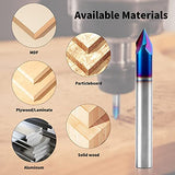 EANOSIC 60 Degree V Groove Router Bit 1/4 Inch Shank, 3-Flute Nano Blue Coated Solid Carbide V Router Bit for CNC Engraving and Chamfering EANOSIC