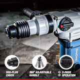 DongCheng 1-1/8 Inch SDS-Plus Rotary Hammer Drill with Safety Clutch, 9.2Amp Heavy Duty Corded Demolition Hammer for Concrete, 1300 RPM, 3.6 Joules, Dong Cheng