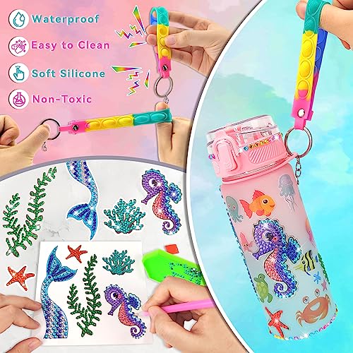 EDsportshouse Decorate Your Own Water Bottle Kits for Girls Age 4-6-8-10,Mermaid Gem Diamond Painting Crafts,Fun Arts and Crafts Gifts Toys for Girls EDsportshouse