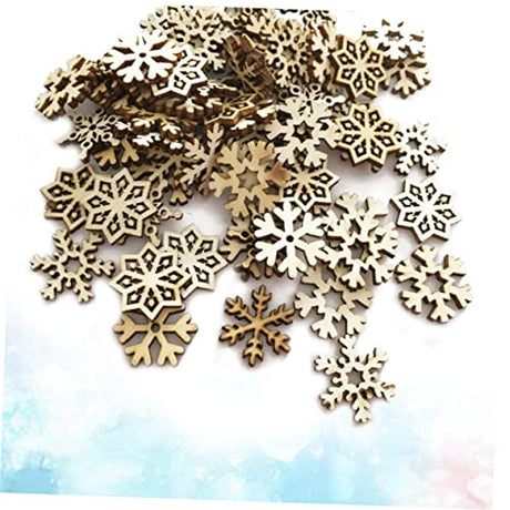 NOLITOY 100 Pcs Home Decorations Decor Gift Tags for Presents Christmas Unfinished Wood Slices Christmas Wooden Cutout Snowflake Ornaments Wooden NOLITOY