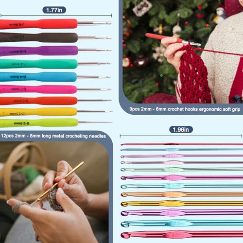  Katech Crochet Kit for Beginners, Striped Tote Bag Crochet Set  Includes Crochet Yarn Crochet Hooks,Complete Crochet Step-by-Step Guide  Needles Accessories Adults Kids Crochet Starter Kit Crochet Gift