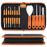 CHRYZTAL Pumpkin Carving Kit Tools Halloween, 13PCS Professional Heavy Duty Carving Set, Stainless Steel Double-side Sculpting Tool Carving Kit for CHRYZTAL