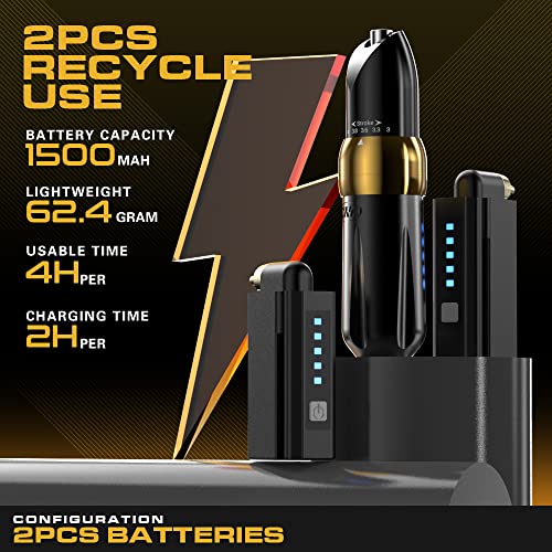 CNC Tattoo Kit Wireless Rotary Pen Machine 2pcs RCA Battery 5pcs Mixed Cartridges Needles Lightweight Gun for Tattoo Artists with Carry Case CNC