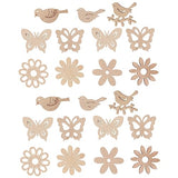 Anneome 100pcs Pieces Wood Cutouts to Paint Wood Beads for Crafts Unfinished Wood Cutouts DIY Christmas Ornaments Wood Bird Flowers Shaped Wood Craft Anneome