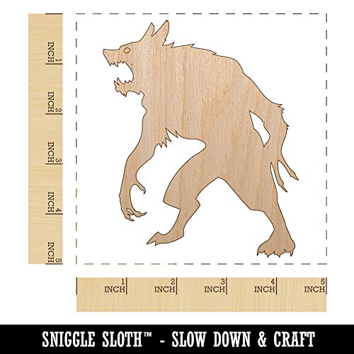 Ferocious Werewolf Monster Halloween Unfinished Wood Shape Piece Cutout for DIY Craft Projects - 1/8 Inch Thick - 4.70 Inch Size Sniggle Sloth