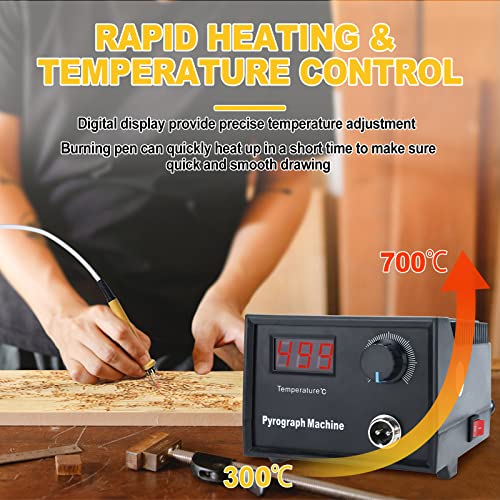 Toolly Wood Burning Kit, Wood Burning Tool, Temperature Adjustable Pyrography Machine, Upgraded 60W Digital Wood Burner Tool with 30PCS Wire Tips for Toolly