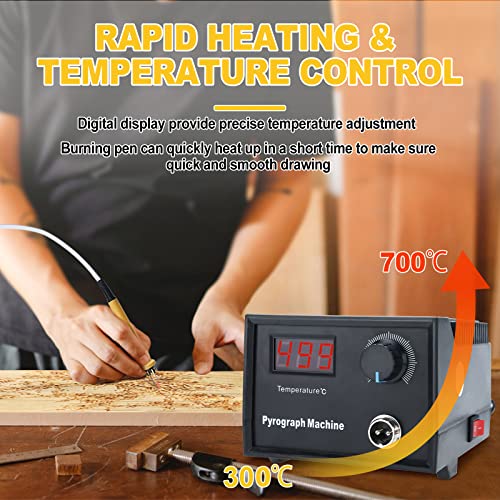 Toolly Wood Burning Kit, Wood Burning Tool, Temperature Adjustable Pyrography Machine, Upgraded 60W Digital Wood Burner Tool with 30PCS Wire Tips for
