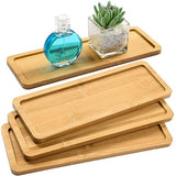 6 Pack Bamboo Serving Tray Rectangle Bamboo Wood Tea Serving Tray Rounded Edges Wooden Bathroom Counter Tray Bamboo Vanity Tray for Dresser Food AWIZOM