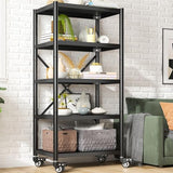 REIBII 5-Tier Heavy Duty Storage Shelves with Wheels - Adjustable Metal Shelving Unit for Garage and Pantry REIBII