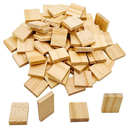MYYZMY 100 Pcs Wood Blank Letter Tiles, 0.8 x 0.7 Inch Unfinished Blank Wood Squares for DIY Craft, Decoration, Laser Engraving Carving