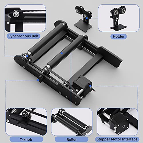 Laser Rotary Roller, Laser Engraver Y-axis Laser Rotary Attachment for 360° Engraving Cylindrical Object, Roller Sliding Adjustment, Compatible with
