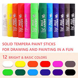 TBC The Best Crafts Paint Sticks,12 Classic Colors, Washable Paint, Non-toxic, Tempera Paint Sticks for Kids and Students TBC The Best Crafts