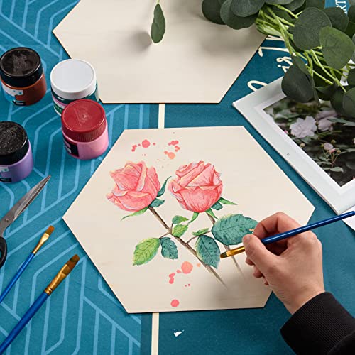 6 Pack Unfinished Wooden Hexagon Cutouts 12 x 10.2 Inch Wooden Hexagon Blanks Slices Natural Wood Hexagon Shape Plaque Board for DIY Crafts Painting AWIZOM