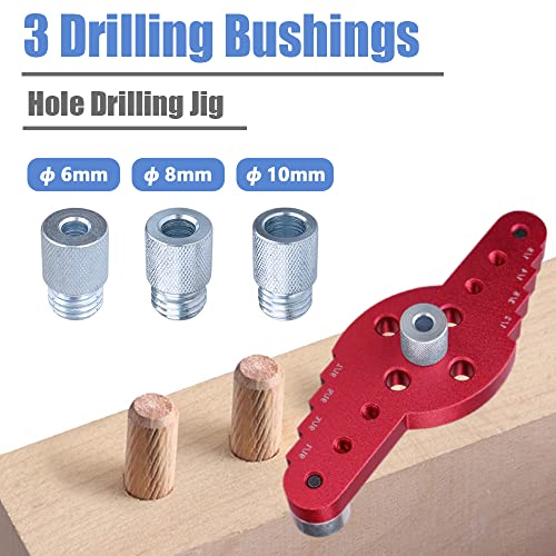 Mesee Vertical Pocket Hole Drilling Jig, 2-In-1 Woodworking Dowelling Jig Locator with Scriber Wood Dowel Drill Guide Puncher Positioner Tools for Mesee