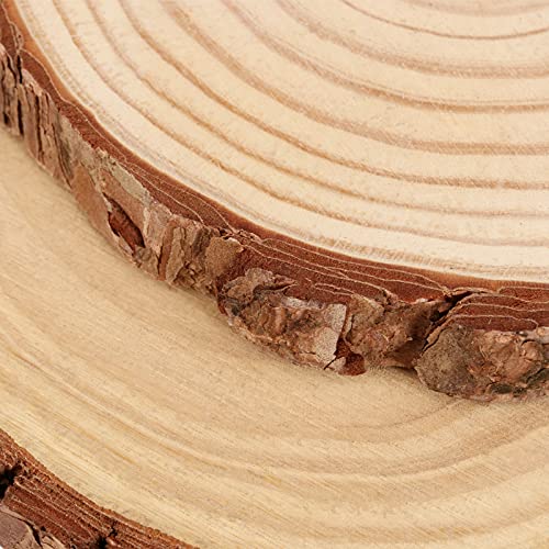 14 PCS 6.3-6.7 Inch Natural Wood Slices, 3/5 Inch Thick Unfinished Wood Slices for Crafts, Wedding, Decoration, Painting MUKCHAP