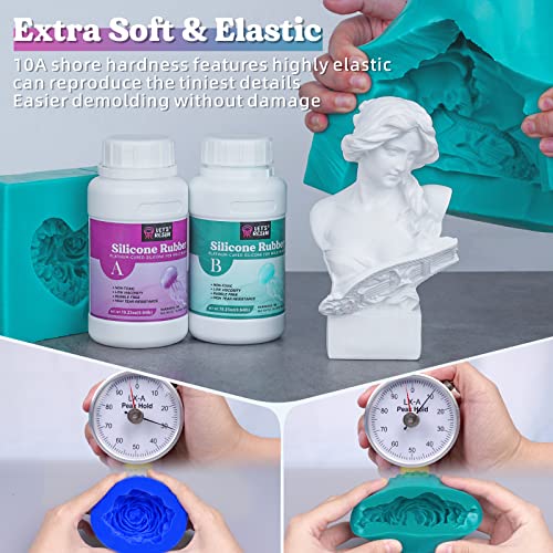 LET'S RESIN Silicone Mold Making Kit 10A,Liquid Silicone for Mold Making, Extra Soft & Elastic Silicone Rubber, Ideal for Casting Resin Molds,3D LET'S RESIN