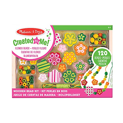 Melissa & Doug Flower Power Craft Bead Set Wooden Beads for Jewellery Making Kit Arts and Crafts for Kids Age 5 Friendship Bracelet Making Kit for - WoodArtSupply