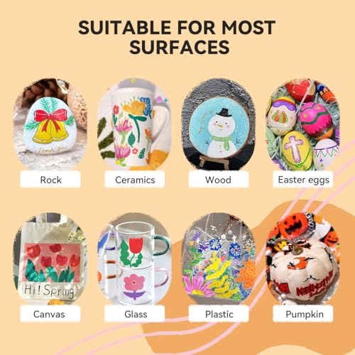 Arrtx 36 Colors Acrylic Marker for Rock Painting, Extra Brush Tip Paint Markers, Art Supplies, Fabric Paint, Fabric Markers, Paint Pen, Art Markers, Arrtx