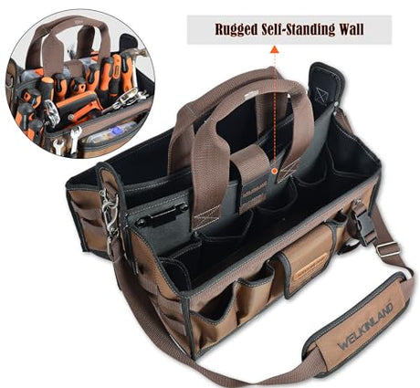 20Pockets Tool tote, Electrician tool bag, HVAC tool bag, Tech tool bag, Open top tool bag, Electrician bag, HVAC bag, Electrical tool bag, Open tool WELKINLAND
