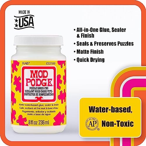 Mod Podge Puzzle Saver, Premium Matte All-in-One Glue, Sealer, and Finish, 8 fl oz, CS27589, Clear Mod Podge