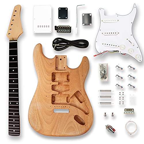 BexGears DIY Electric Guitar Kits, okoume Body maple neck & composite ebony fingerboard - WoodArtSupply