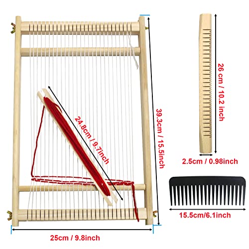 Weaving Loom Kit,Wooden Multi-Craft Weaving Loom Tapestry Loom Large Frame 9.85x 15.5inch,DIY Hand-Knitting Weaving Machinewith Loom Stick Bar for - WoodArtSupply