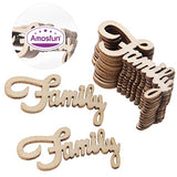 Amosfun 2x1.1'' Wedding Wooden Cutouts Mini Family Wooden Slices Embellishments for DIY Craft Decorations 15pcs Amosfun