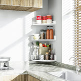 Alsonerbay White Corner Shelf Wall Mount, Set of 3 Floating Shelves for Storage and Display, Rustic Wood Shelves for Bedroom, Living Room, Bathroom, Alsonerbay