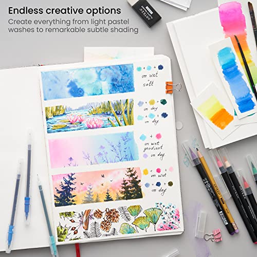 Arteza Real Brush Pens, 48 Watercolor Pens for Dynamic Watercolor Effects  and Calligraphy, Flexible Nylon Brush Tips, Paint Markers Perfect for